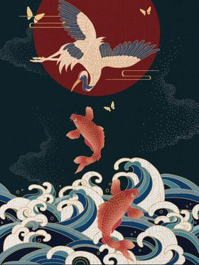 中国风插画新式手绘招贴传统文化