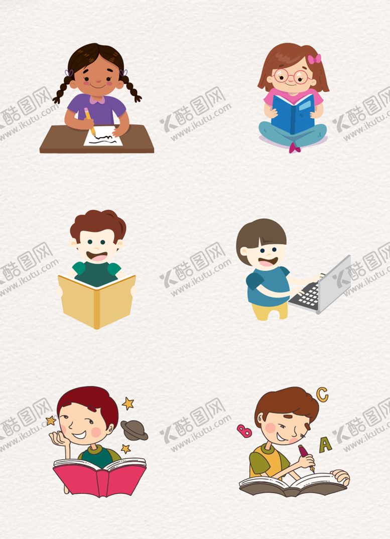 编号：81379509172311392496【酷图网】源文件下载-卡通读书女孩