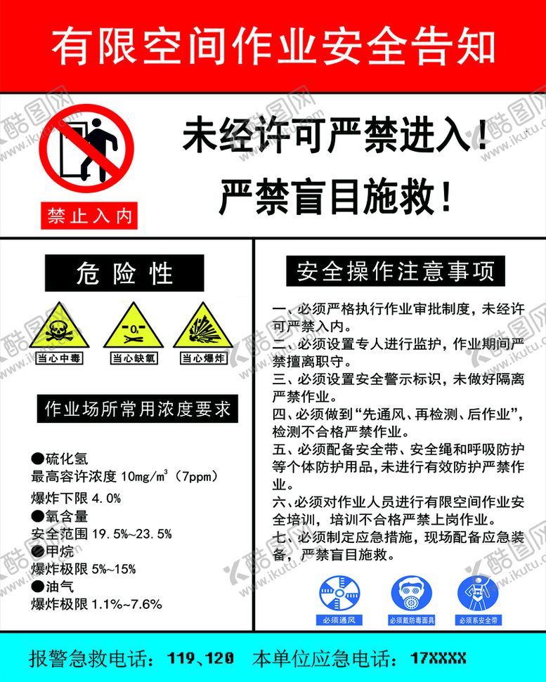 编号：94765210042006069825【酷图网】源文件下载-有限空间作业安全告知