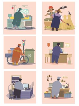 动物拟人趣味生活场景图