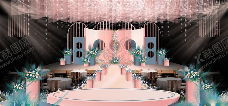 编号：10053810300154421147【酷图网】源文件下载-欧式粉色婚礼舞台