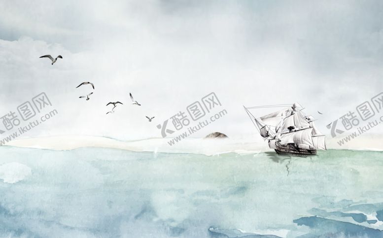 编号：43581609121336045692【酷图网】源文件下载-中式水墨山水画图片