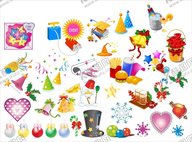 编号：12189710261214416203【酷图网】源文件下载-多彩节日装饰元素集合