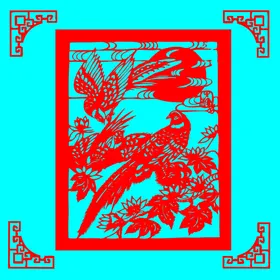 花鸟剪纸装饰卉线条