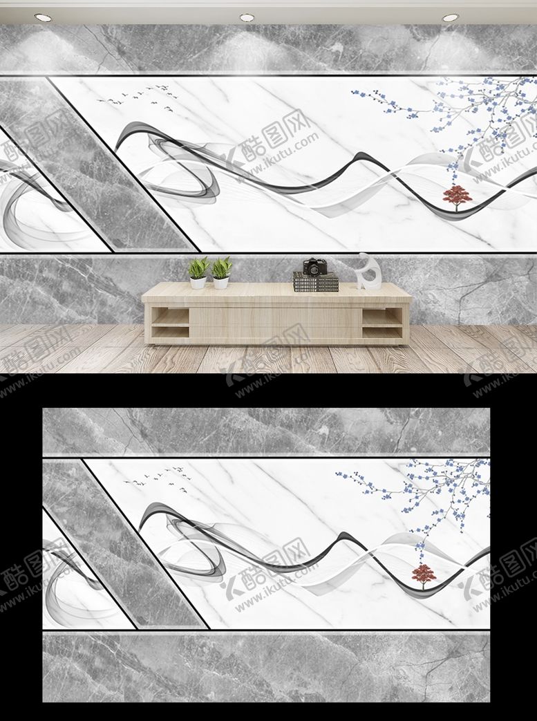 编号：53503510111906079736【酷图网】源文件下载-新中式现代简约灰色几何大理石纹
