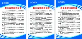 制度牌学校蓝色海报食堂