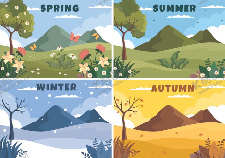 编号：19440803312115214794【酷图网】源文件下载-四季风景插画