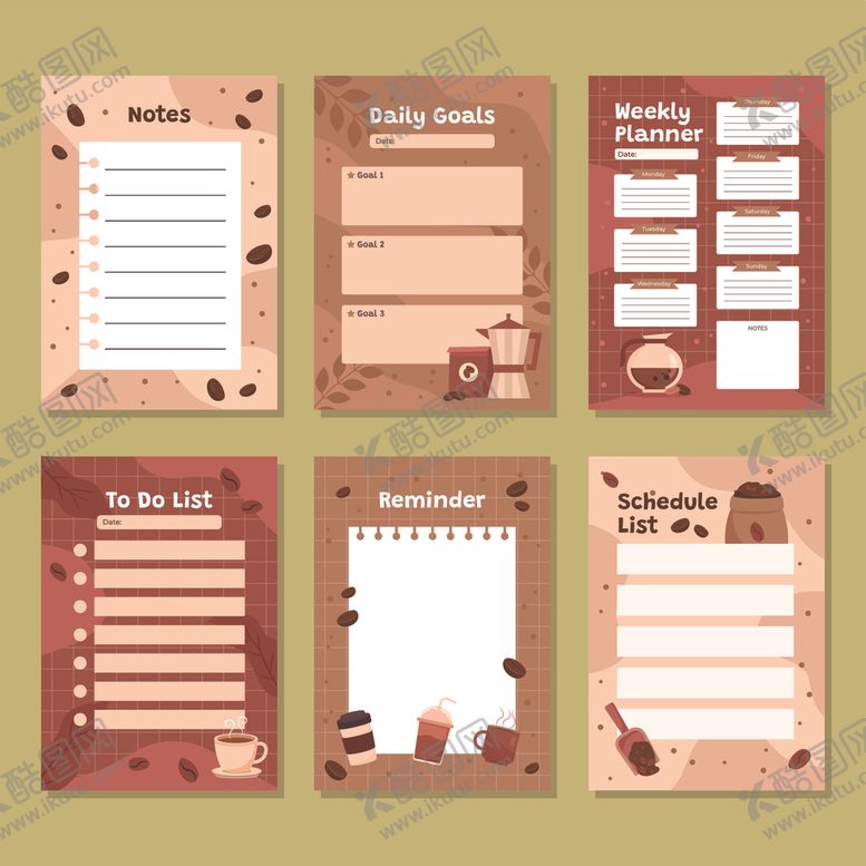 编号：55153104041947489740【酷图网】源文件下载-复古风笔记便签模板集合
