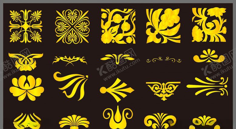 编号：11958011011654432869【酷图网】源文件下载-金色花边边框角花花纹