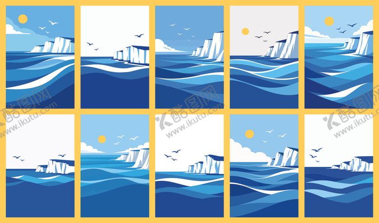 编号：85066304292234168576【酷图网】源文件下载-蓝色海浪插画