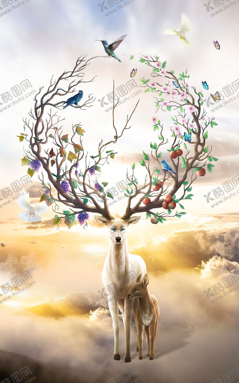 编号：63777109212012011616【酷图网】源文件下载-麋鹿玄关