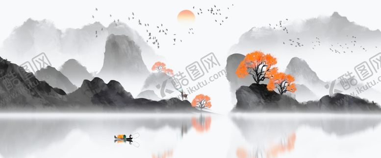 编号：48849304301943295785【酷图网】源文件下载-水墨山水意境图