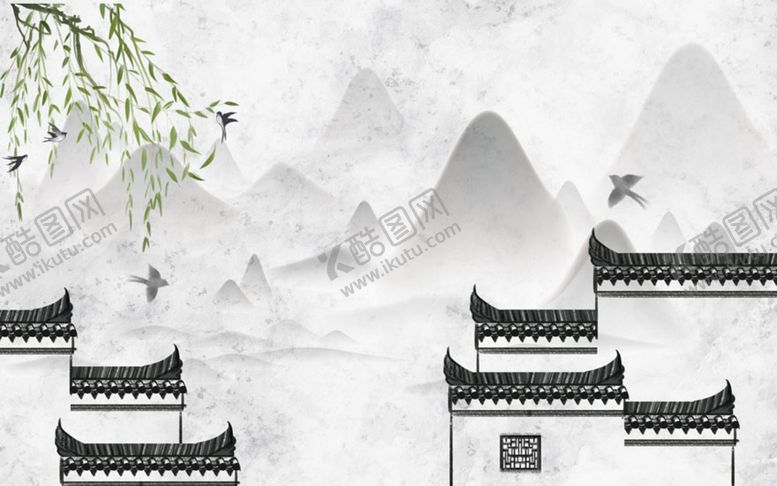 编号：89750409170111096830【酷图网】源文件下载-水墨江南高清艺术背景墙
