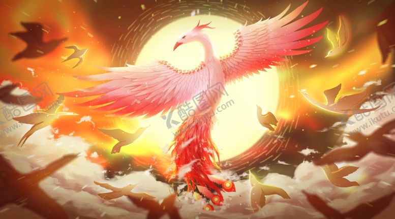 编号：77202409191328184889【酷图网】源文件下载-凤凰百鸟复古传统背景素材