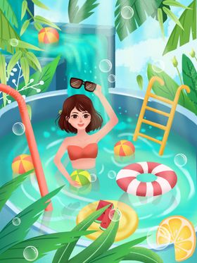 大暑插画转发图夏天转发图节气海报夏天微信