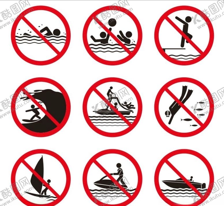 编号：70232609260842291563【酷图网】源文件下载-水上禁止标志