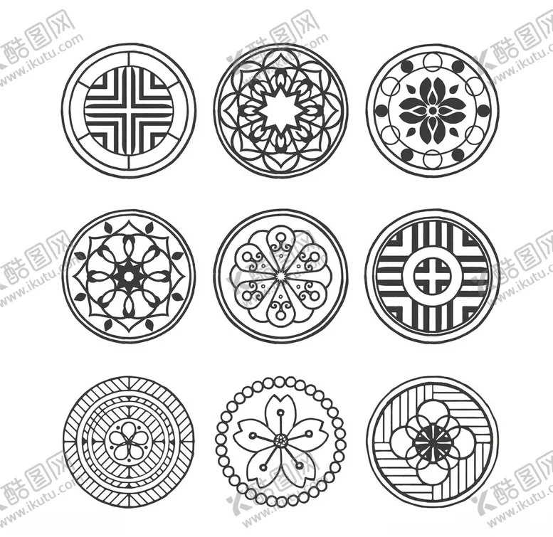 编号：68178902270938234537【酷图网】源文件下载-复古风线描图案元素