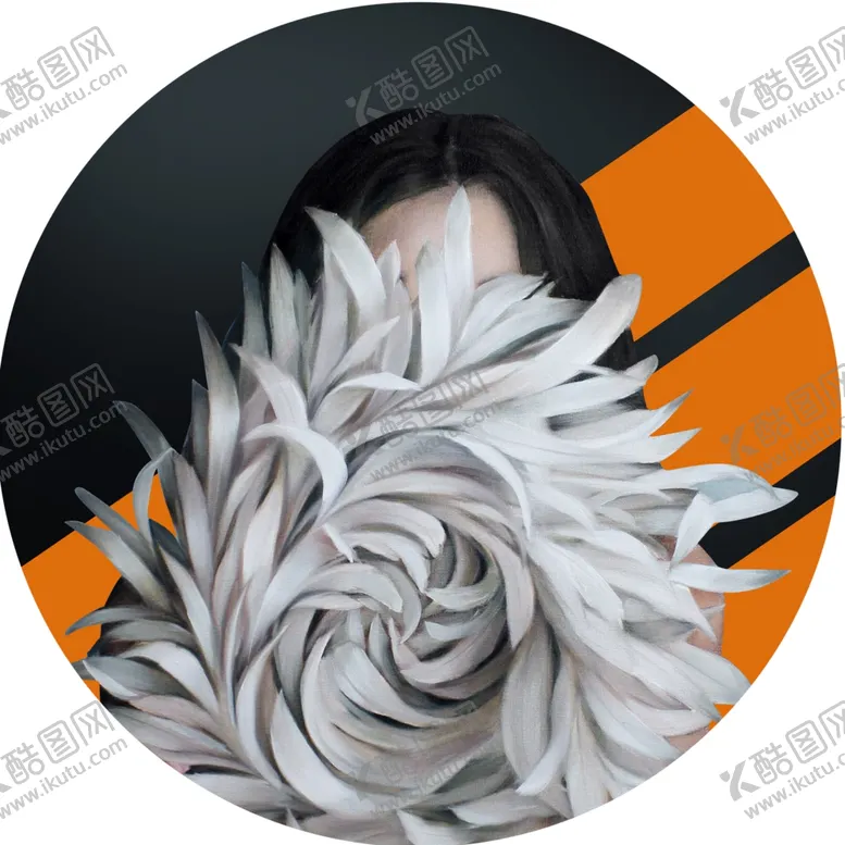 编号：70765001170547136392【酷图网】源文件下载-羽毛艺术圆形挂画装饰画