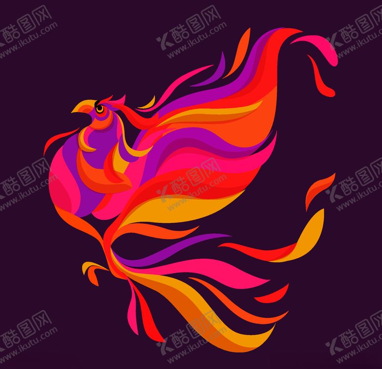 编号：30935510231806391986【酷图网】源文件下载-手绘年画矢量凤凰