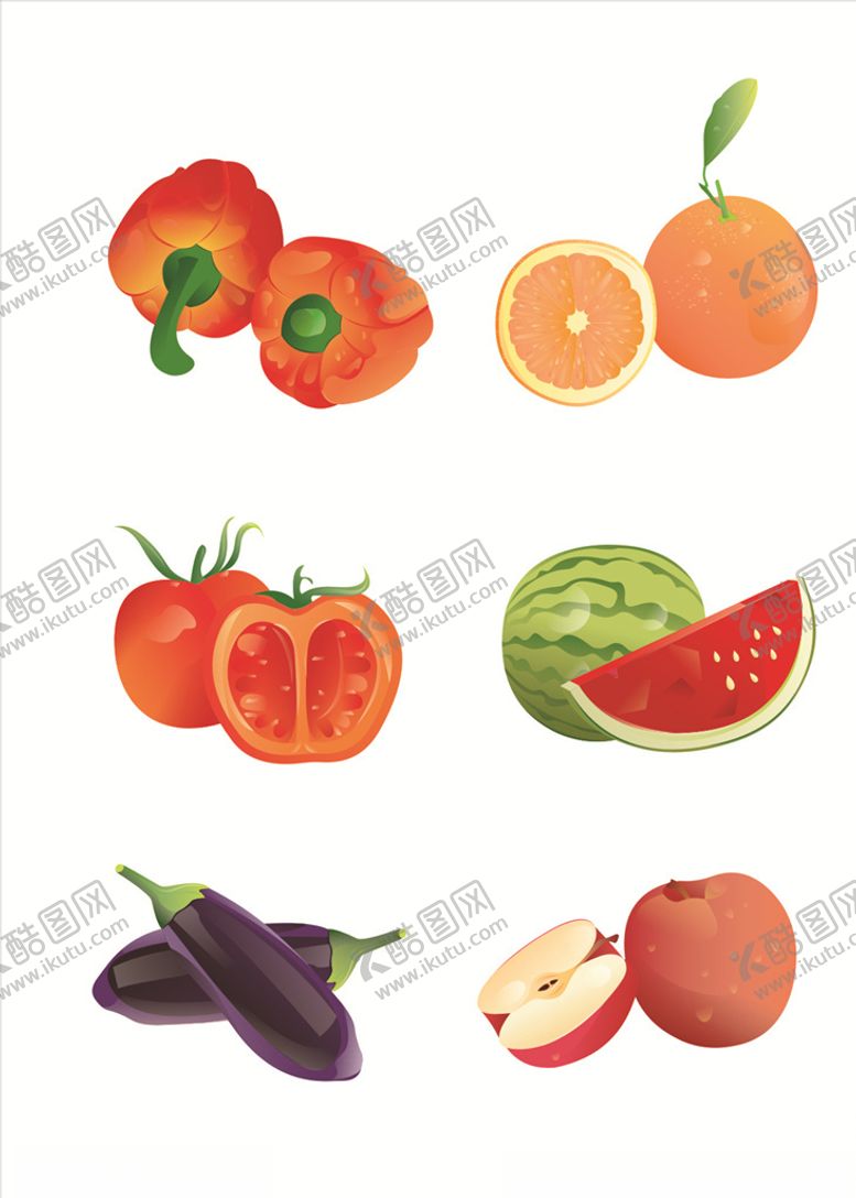 编号：89071609300000343554【酷图网】源文件下载-矢量蔬菜水果元素套图