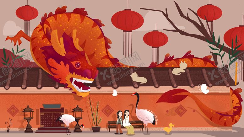 编号：81074510030816374279【酷图网】源文件下载-国潮神龙海报设计图片