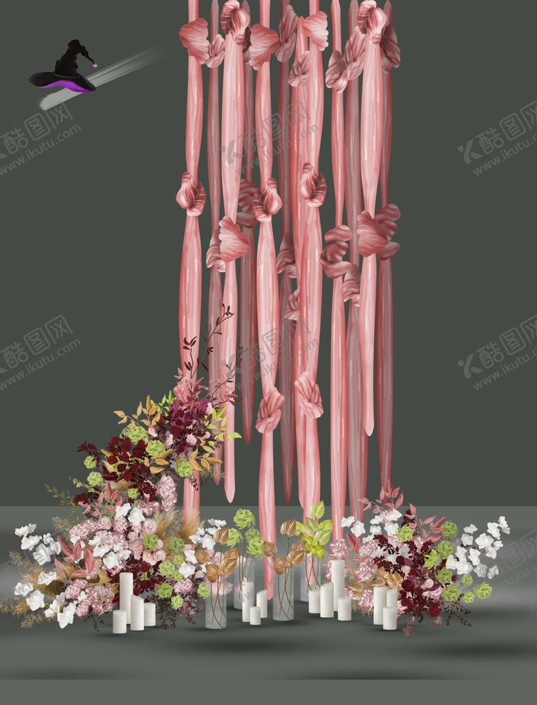 编号：20267301171749027379【酷图网】源文件下载-粉色绳结布艺婚礼小造景