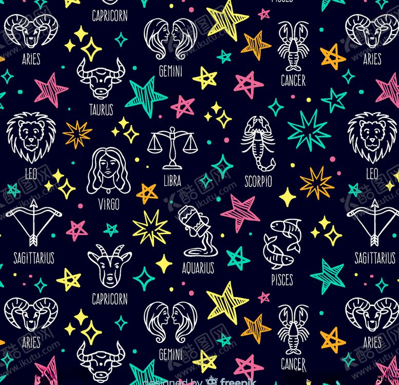 编号：17351709262055026939【酷图网】源文件下载-精致12星座无缝背景