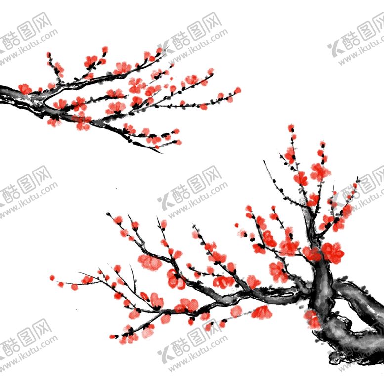 编号：81805604220728121251【酷图网】源文件下载-水墨梅花两支