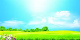 蓝天白云绿草地