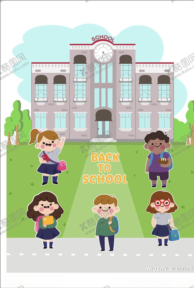 编号：25689209231809124379【酷图网】源文件下载-卡通学生返校日