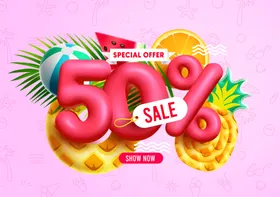 矢量卡通夏日促销素材