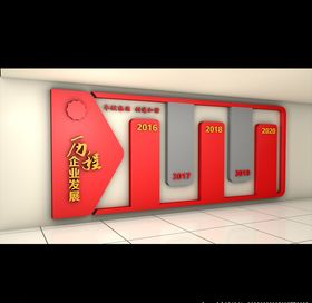 企业发展历程C4D板文化墙场景