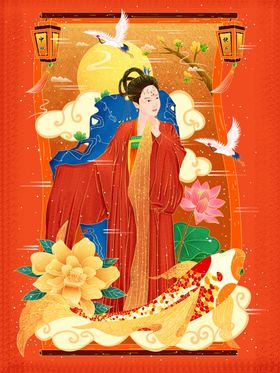 中秋节国潮风海报微信单图活动背景佳