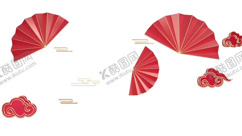 编号：97179212160046028047【酷图网】源文件下载-c4d三维中国风祥云红色扇面