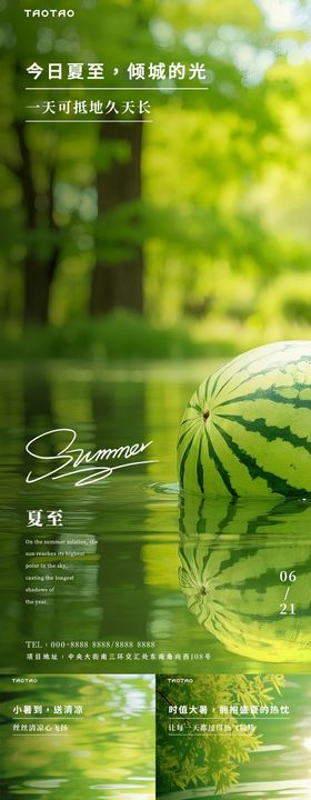 夏至小暑大暑西瓜清凉节气海报