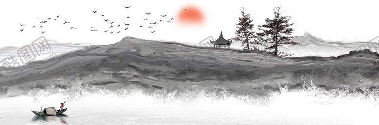 编号：67724205152340239142【酷图网】源文件下载-山水古风水墨传统国风插画背景
