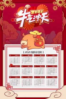 2021年日历牛挂素材