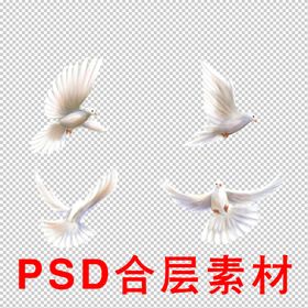 彩色和平鸽PNG元素素材