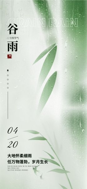 中国风谷雨主题全屏海报