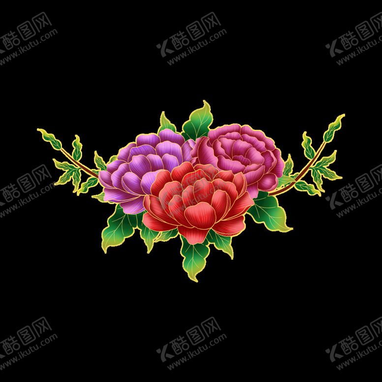 编号：74519310070848006128【酷图网】源文件下载-手绘国潮鲜花