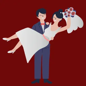 手绘结婚男女礼人物插画人物
