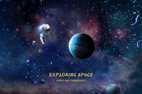 现代宇航员探索星空创意地毯地垫