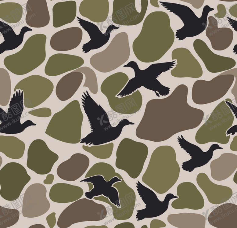 编号：63453504160052129313【酷图网】源文件下载-迷彩图案中的飞鸟元素