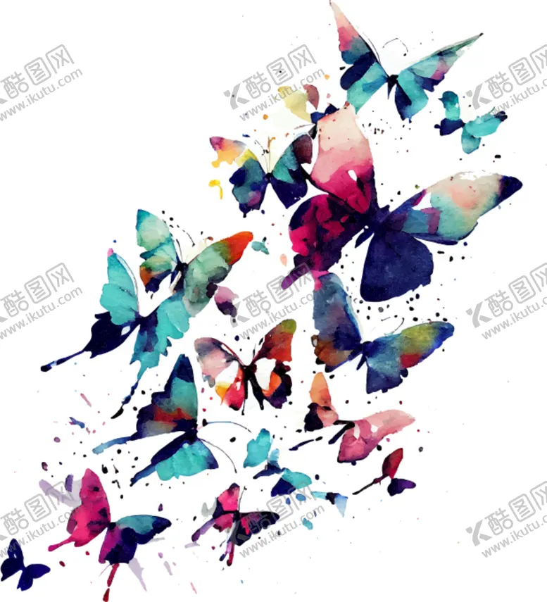 编号：46078309210639375761【酷图网】源文件下载-水彩蝴蝶