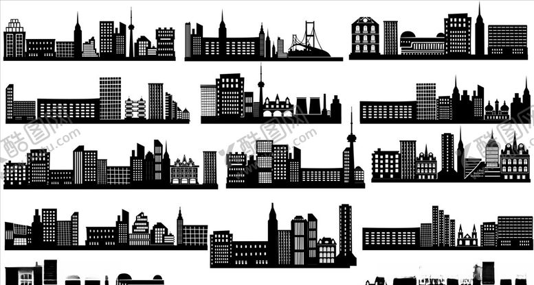 编号：63230410070333417790【酷图网】源文件下载-高楼大厦剪影