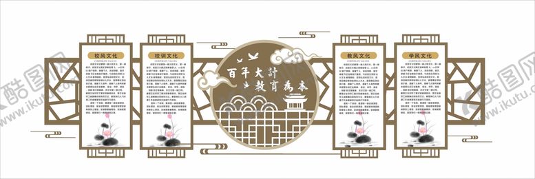 编号：14397210190920307527【酷图网】源文件下载-校园国学儒学中式文化墙