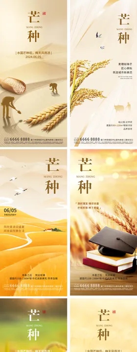地产芒种麦穗系列海报