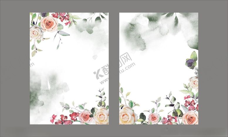 编号：51281111200317343252【酷图网】源文件下载-浪漫小清新花卉婚礼卡片请柬邀请