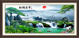 松鹤延年中式挂画装饰画