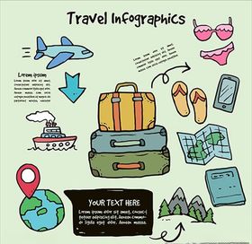 手绘旅游元素的信息图
